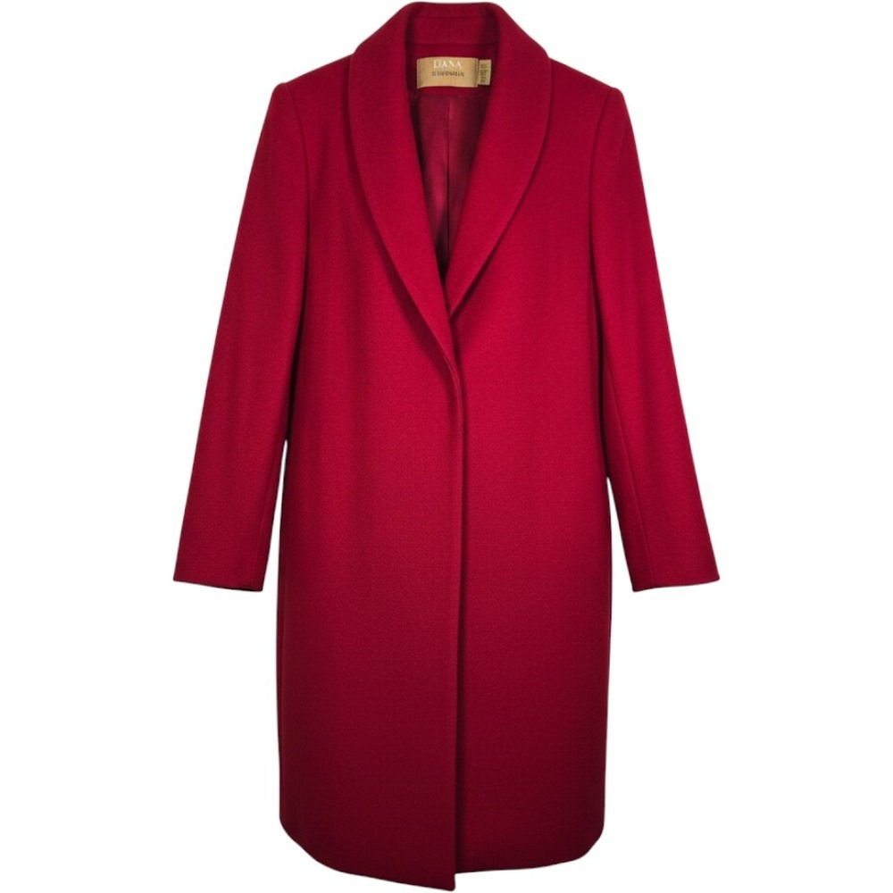Dana Buchman Luxe Red 100% Cashmere Shawl Collar Coat Womens Size 2 Made in USA